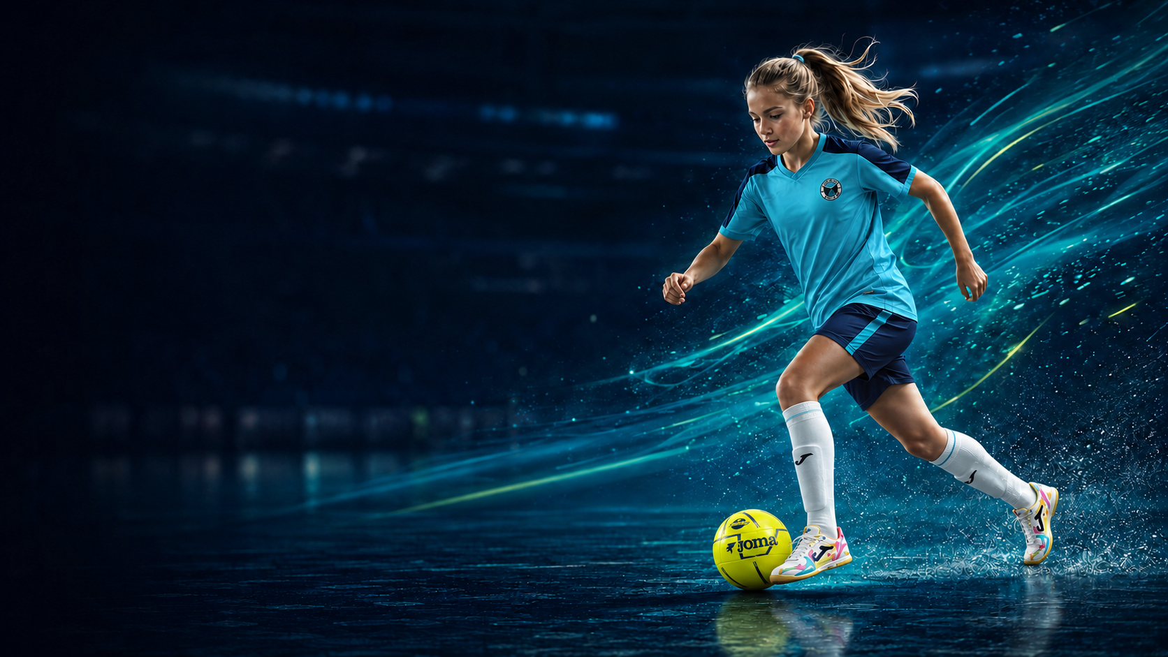 Nuori River Vuoksi -pelaaja kuljettaa futsalpalloa